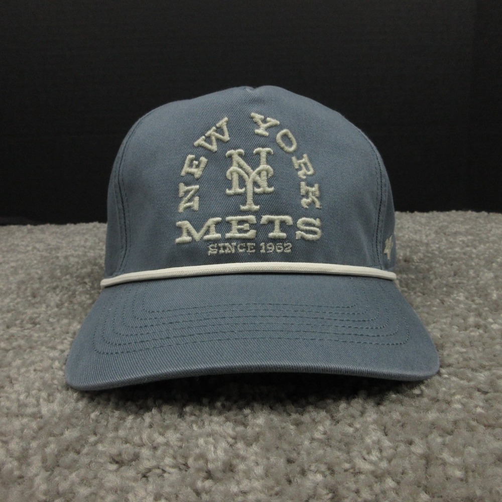 New York Mets Hat Cap Mens Snap Back Blue Gray 47 Brand Chord Cotton Embroidered